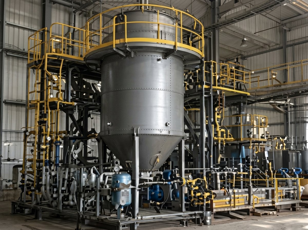 Coal injection vessel and hopper with access platform